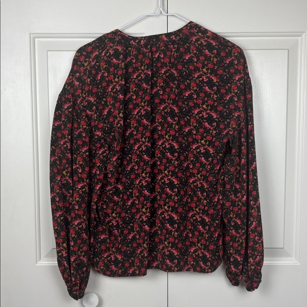 Something Navy Black and Red Floral Blouse - XS - Picture 7 of 7